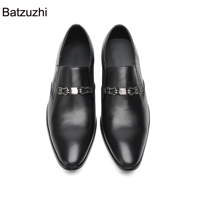 Batzuzhi New Fashion Men's Shoes Slip on Formal Business Leather Dress Shoes Men Pointed Toe Flats Black Leather Shoes Male!