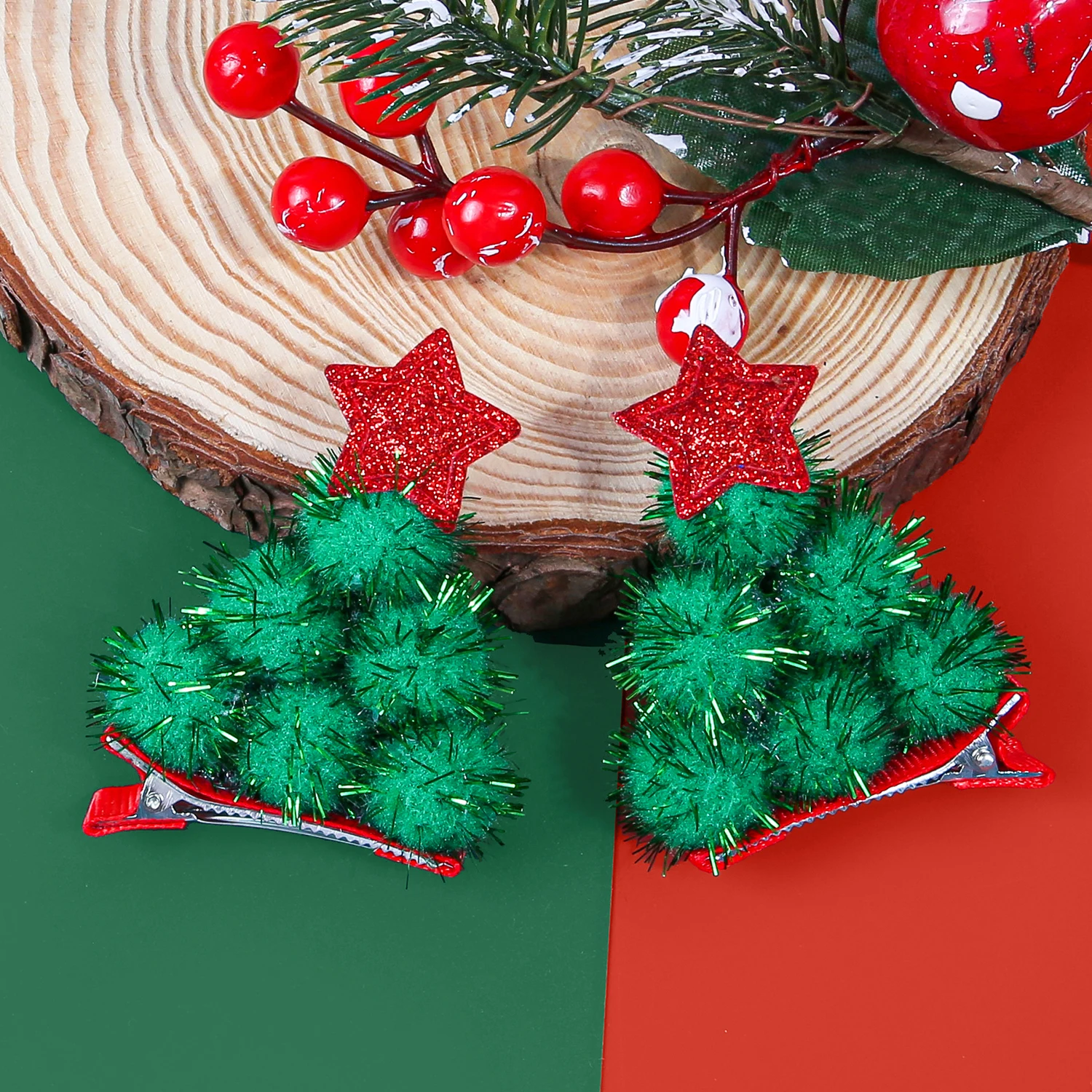 2/6PCS Weihnachtsbaum Haarspangen für Mädchen Party Haarspangen Clips Kinder Kinder Stern Haarnadeln Weihnachten Haarschmuck – Detail 7