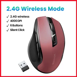 UGREEN Ergonomic Wireless Bluetooth Mouse with 4000DPI and Silent Clicks (ONLY 2.4G Red)