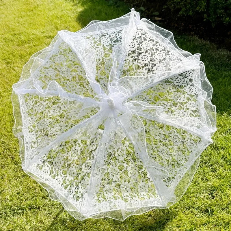 1pc Wedding Lace Parasol Umbrella Cosplay Lace Parasol Umbrella Wedding Bridal Tea Party Decoration Photo Prop