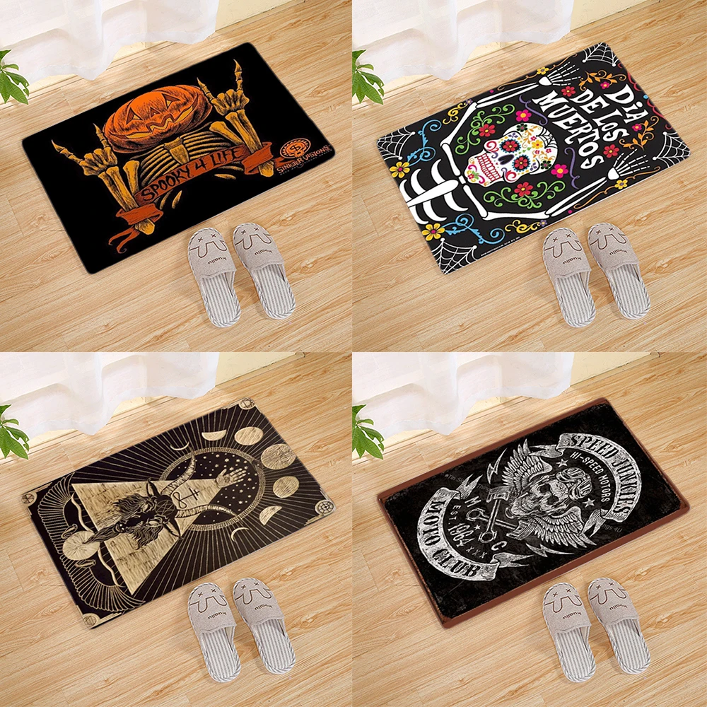 

Customizable Door Mat Halloween Decoration Bedroom Kitchen Skull Living Room Rug Printed Toilet Bathroom Shower