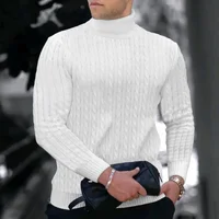 Casual Knitted Polo Top For Men Slim Fit Turtle Neck Jumper Sweater Autumn/Winter Versatile Base Shirt Leisure Style