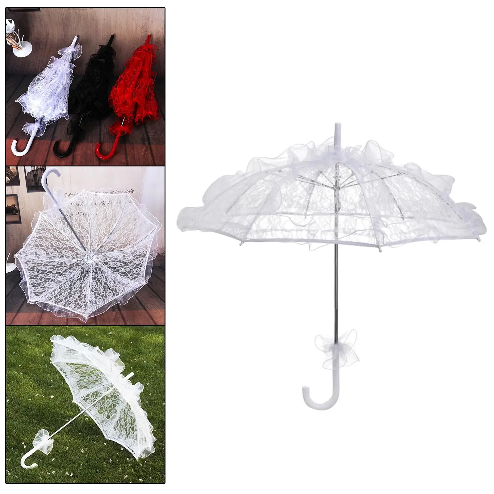 Women's Lace Florals Umbrellas for Wedding Photography Prop Decor Handmade Umbrellas