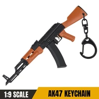 AK47 Mini Rifle Gun Keychain 1:9 Miniature Toy Gun Keyring Shape Pistol Pendant Ornament Gift for Army Fan Collection 1