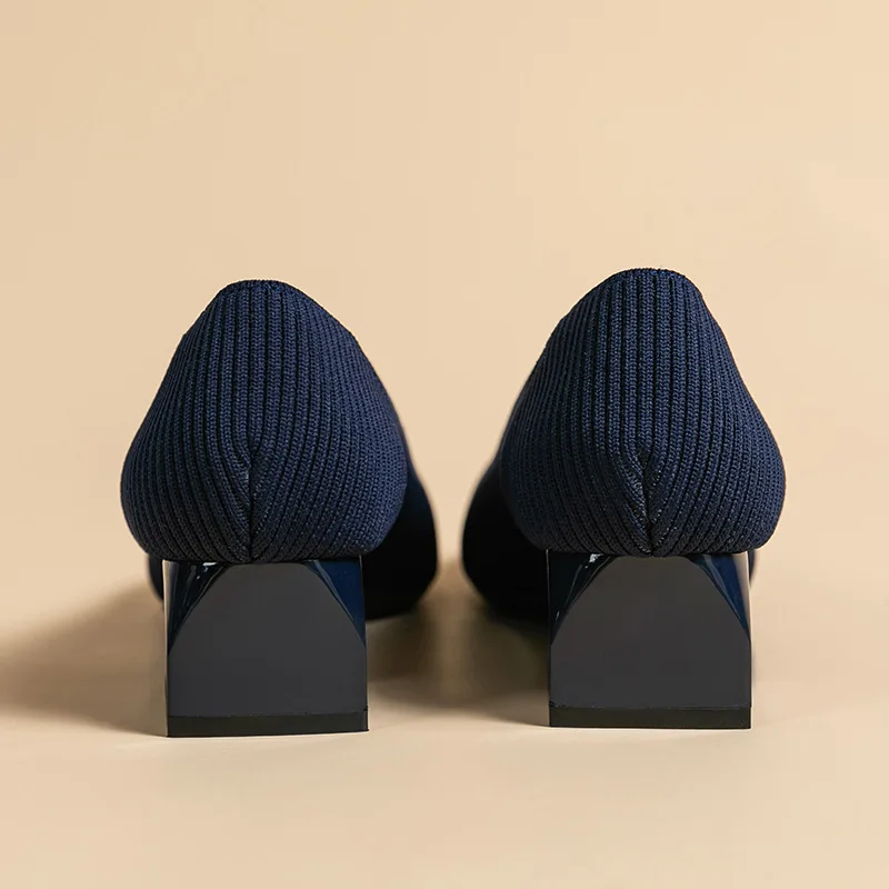 Large Size Pumps Women's High Heels Mixed Color Woman Casual Shoes Breathable Knitted Shoes Fashion Heels Shoes Zapatos De Mujer