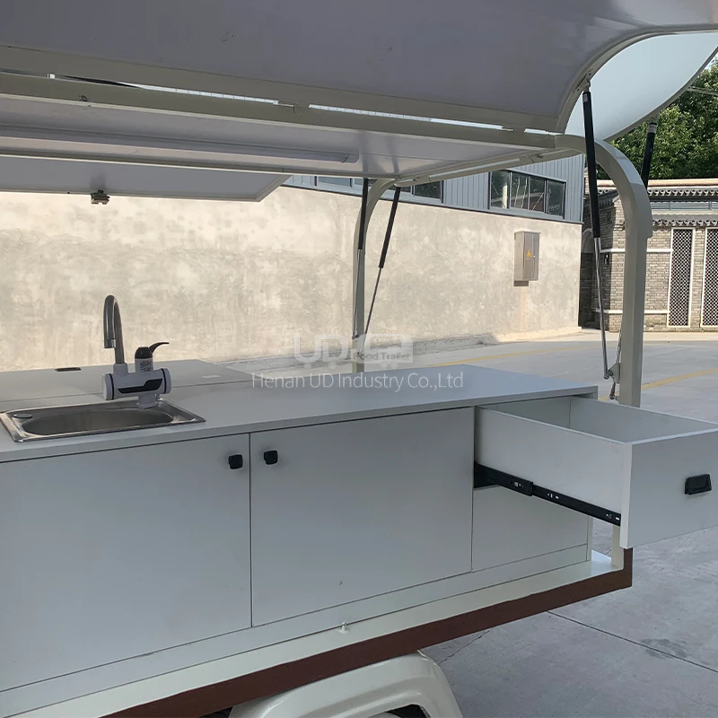 Description Picture 5 of item3 Wheels Tricycle Hotdog Ice Cream Cart Mobile Electric Food Cart Coffee Pizza Fast Food Truck Piaggio Ape