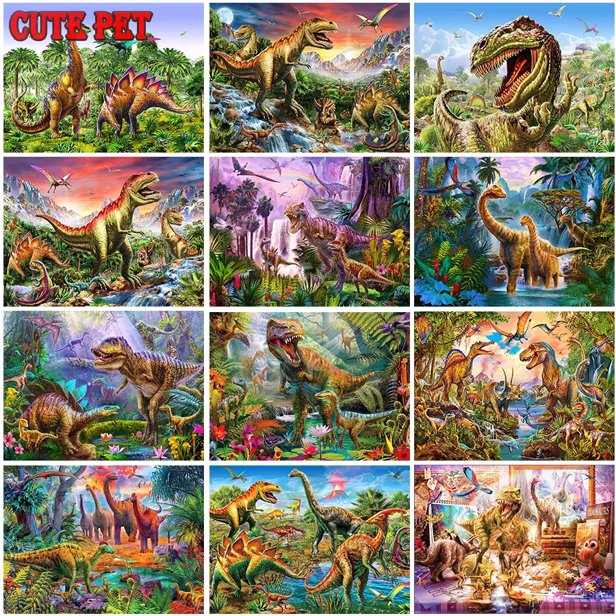 Dinosauro Giurassico 5D Pittura Diamante Fai Da Te Set Triceratopo Punto Croce Allosauro Diamante Ricamo Mosaico Tirannosauro Decor