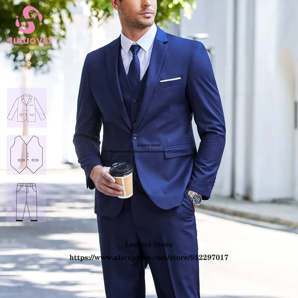 

Classic Wedding Suits For Men Customized 3 Piece Pants Set Groom Party Prom Tuxedo Male Business Blazer Terno Masculino Completo