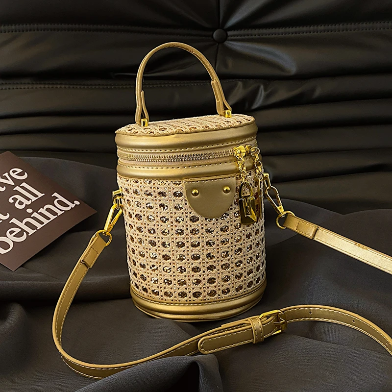 

Women's Leather Cylinder Shoulder Bag Luxury Designer Handbag Fashion Crossbody Bag Ladies Casual Tote Messenger Bag