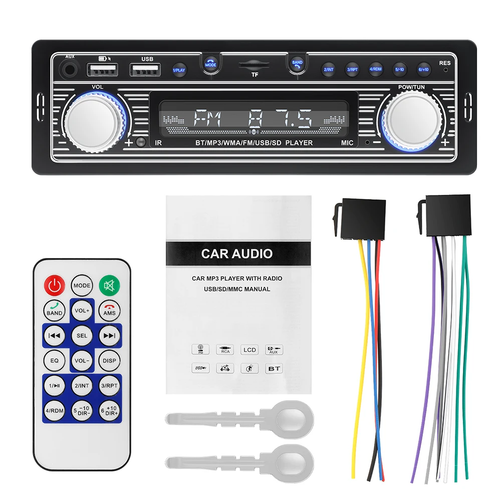 Universele Autoradio 1 Din Bluetooth Autoradio Stereo 12V Mp3 Multimedia Speler Fm Ontvanger Fm/Usb/Bt Met In Dashboard Aux Ingang