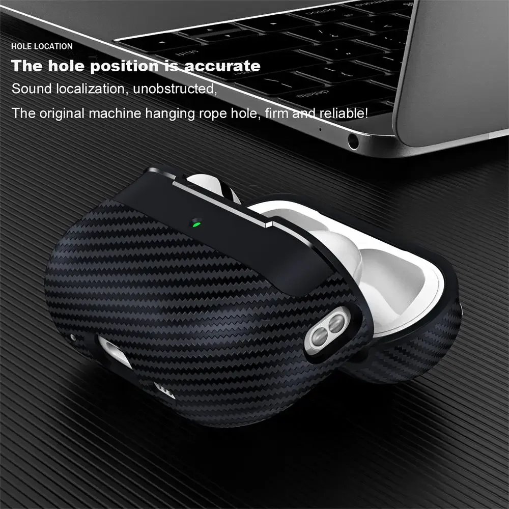 

For Airpods Pro 2 Case Carbon Fiber Earphone Cover For Apple AirPods Pro 3 Third Generation pro 2 usb c Boxs Case with Hook