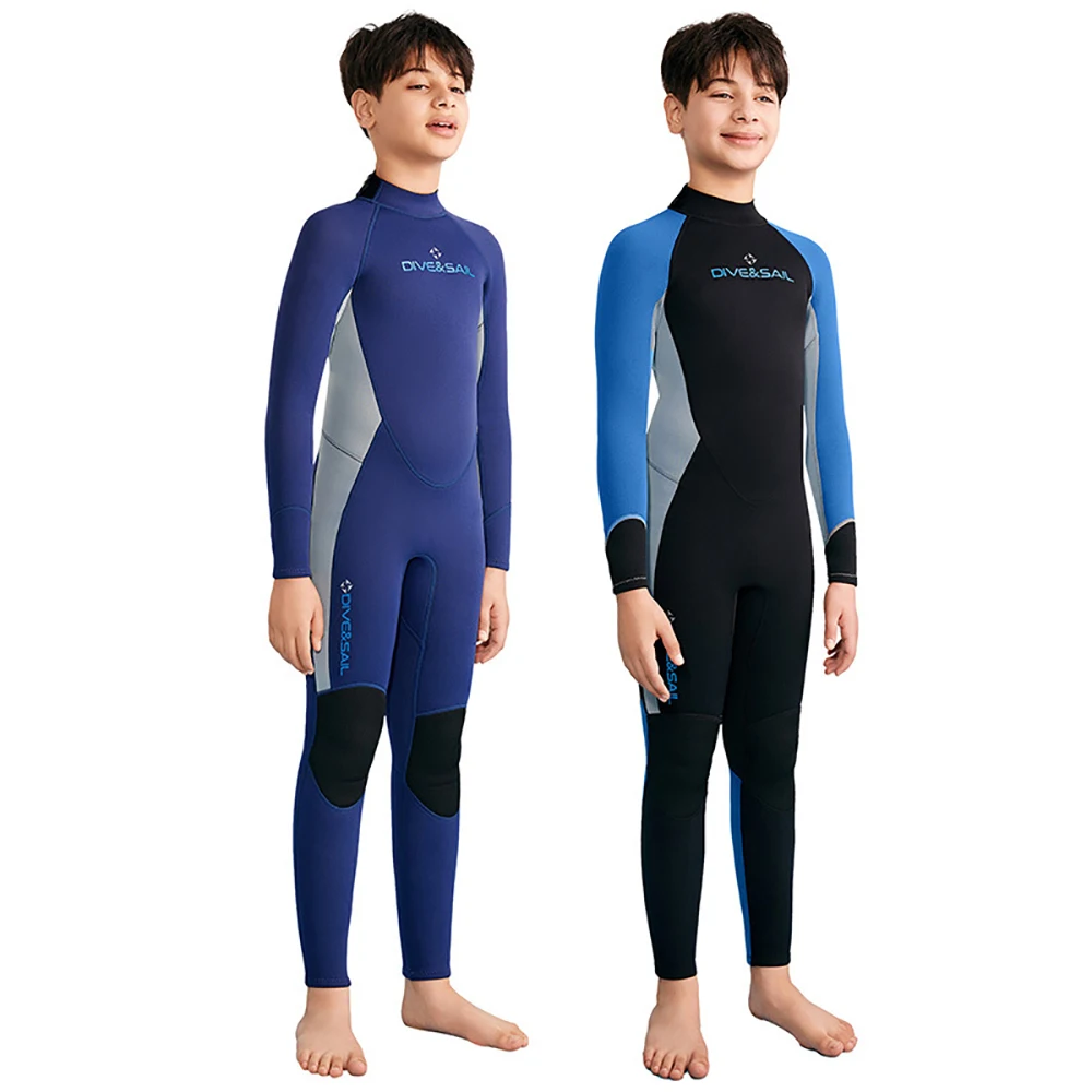 Teenagers Boys Girls Wetsuits 2.5mm Neoprene Diving Suits Keeps Warm One-Piece Swimsuits Beachwears for Swimming Surfing Diving 2
