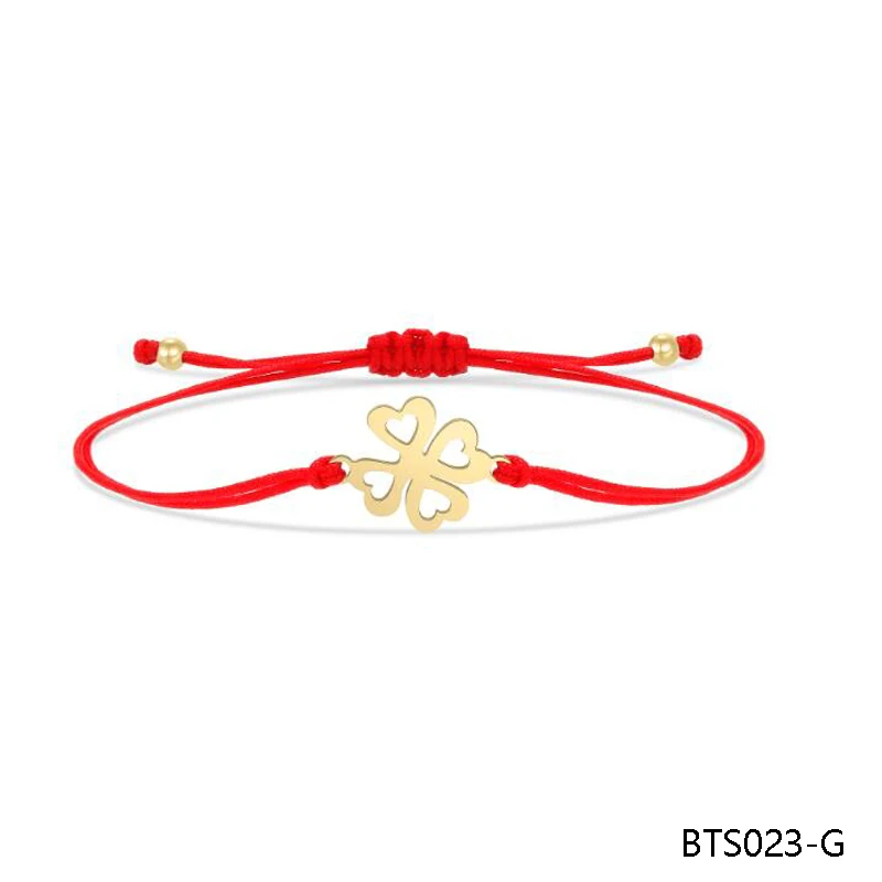 

Steel Bracelets Lucky Black Red Rope Hand Made Fashion Clover Cartoon Cross Summer Charm Bracelet For Women Jewelry BTS023