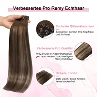 Extensions à clipser Sweetmet Pro2.0 en cheveux humains, 120g, épaisses, 7 pièces # Extensions de cheveux humains Remy 4/27/4 Balayage brun chocolat à blond caramel, à clipser, 35cm-55cm, tissu double maille sans couture pour femmes 4