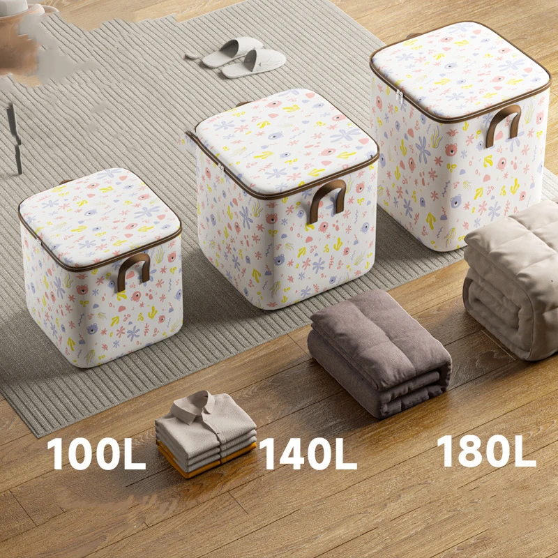 

Non-woven Quilt Storage Box Organizers Household Large Capacity Clothes Pants Storage Box With Lids For Bedroom Clothes Storage