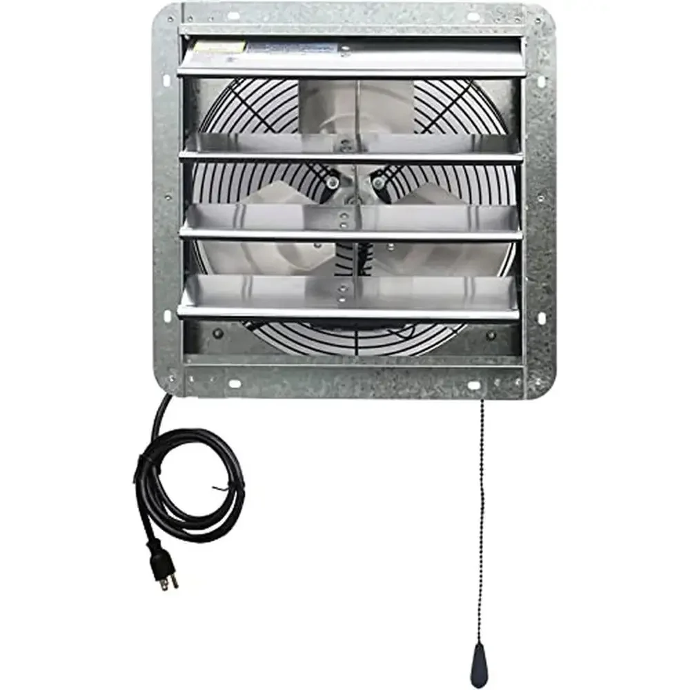 14" Wall Mounted Shutter Exhaust Fan with Thermostat Control 3 Speeds Home Attic Garage Ventilation 850 CFM Weather Resistant