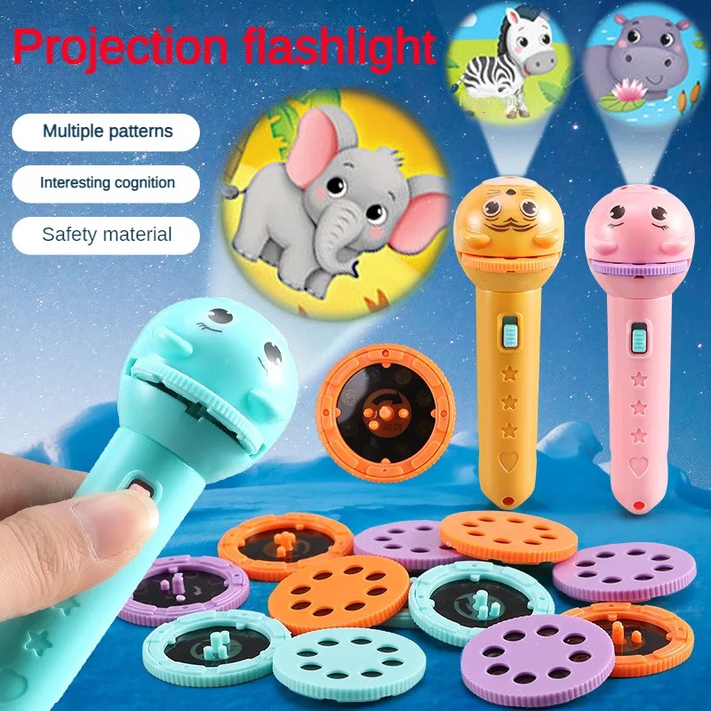 Baby Sleep Story Book Montessori Toys Flashlight Projector Torch Toy