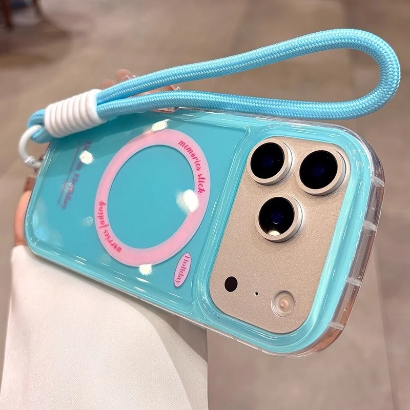 Magnetic Wrist Strap Lanyard Bracelet Case with Soft Cover and Magsafe Wireless Charging Compatibility