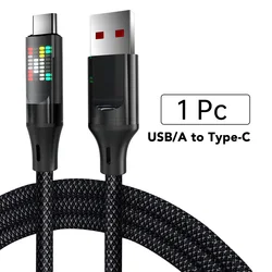 120W Fast Charging USB - C Cable with LED Display - Durable Nylon Data Cord - 1m (USB - A to Type - C)