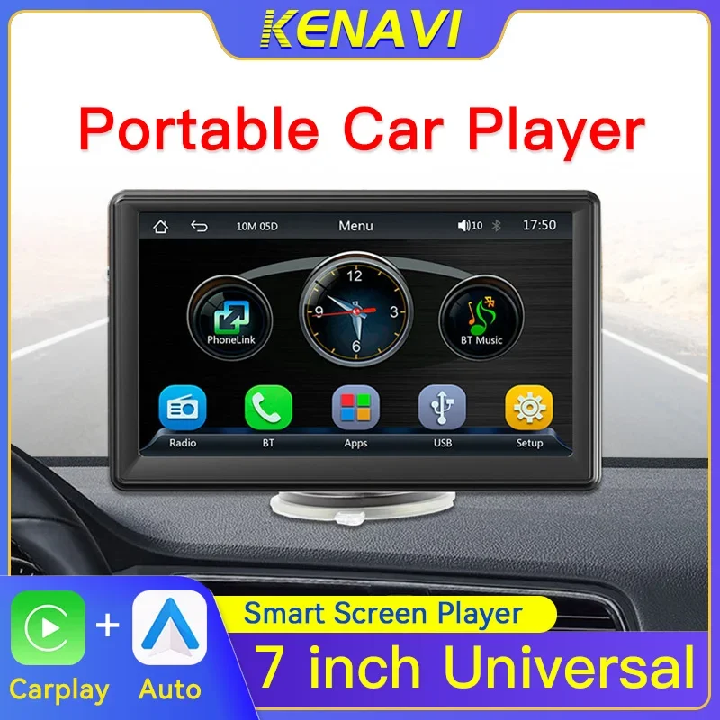 

7 Inch Portable Car MP5 Player Smart Stereo Radio Carplay Android Auto Touch Screen Wireless BT FM Universal Multimedia Monitor