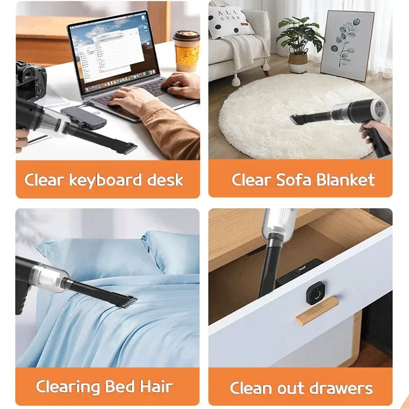 Black ABS Handheld Vacuum Cleaner with HEPA Filter for Car and Home