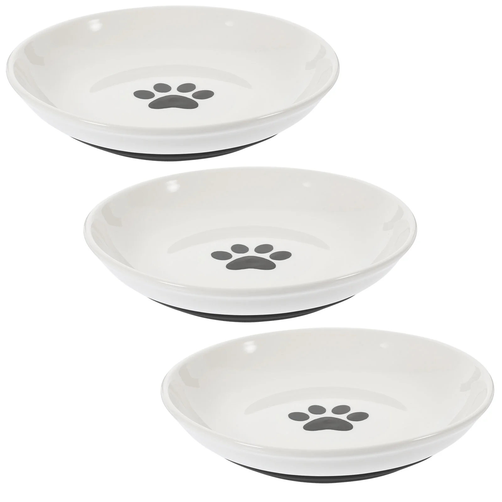 

3 Pcs Ceramic Cat Bowl Wide Food Dish Non-slip Kitten Round Feeder Ceramics Shallow Small