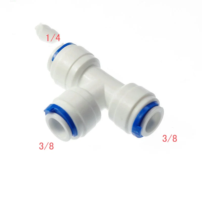 

5PCS 3/8" 3/8" 1/4" Splitter Tube OD Type T Qucik Connection RO Water Connector