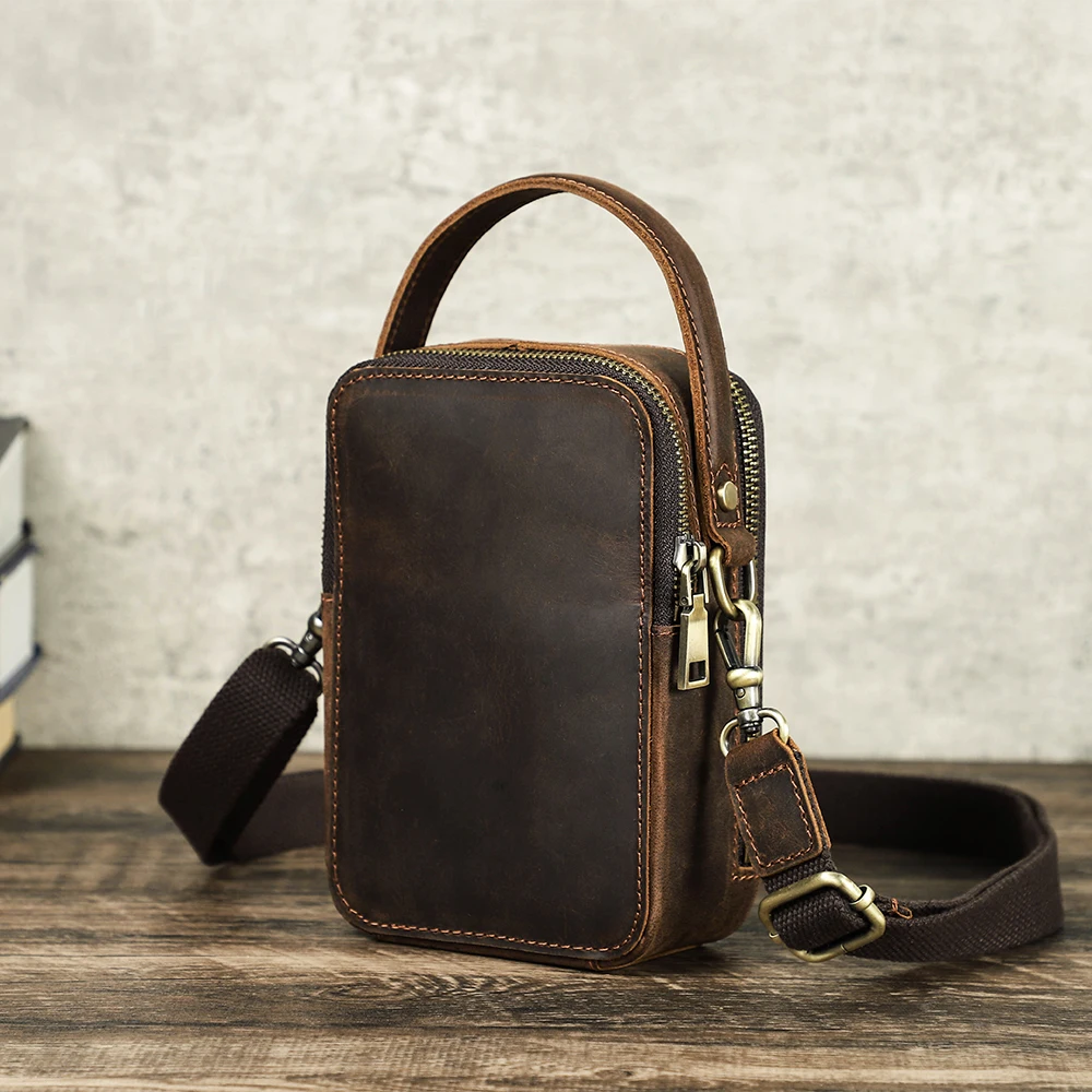 Men's Genuine Leather Phone Pouch Bags for Men Handbag Bag