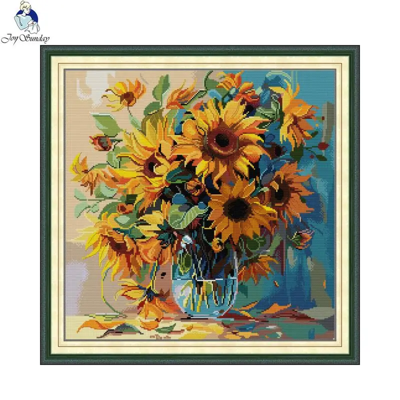 Cross Stitch Kit Joy Sunday Cross-Stitch Complete Set DIY Handmade Embroidery Sunflower Pattern