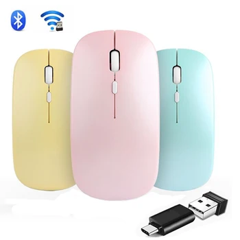 Portable Wireless Mouse Bluetooth-compatible 2.4GHz Dual Modes Computer Mice with Nano Receiver for Notebook PC Laptop Macbook 1