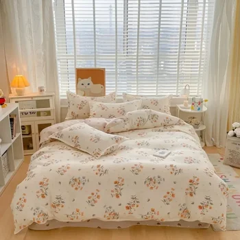 piccolo set quattro pezzi abradato in puro cotone fresco, lenzuolo delicato sulla pelle copripiumino in cotone lavato, set da tre pezzi per dormitorio 1