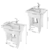 Small/Large Utility Sink with Cold and Hot Water Faucet Hoses and Drain Kit Freestanding Plastic Laundry Sink with Washboard 6