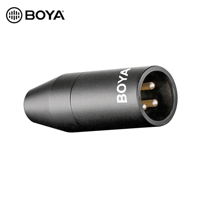 BOYA 35C-XLR 어댑터는 3.5mm 미니 잭 입력을 XLR 출력으로 변환하는 기기입니다.