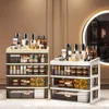 4-Tier Makeup Organizer with Drawers, Large Capacity Dustproof Cosmetic Storage Box , Nordic Style PP Material Desktop Organizer 1