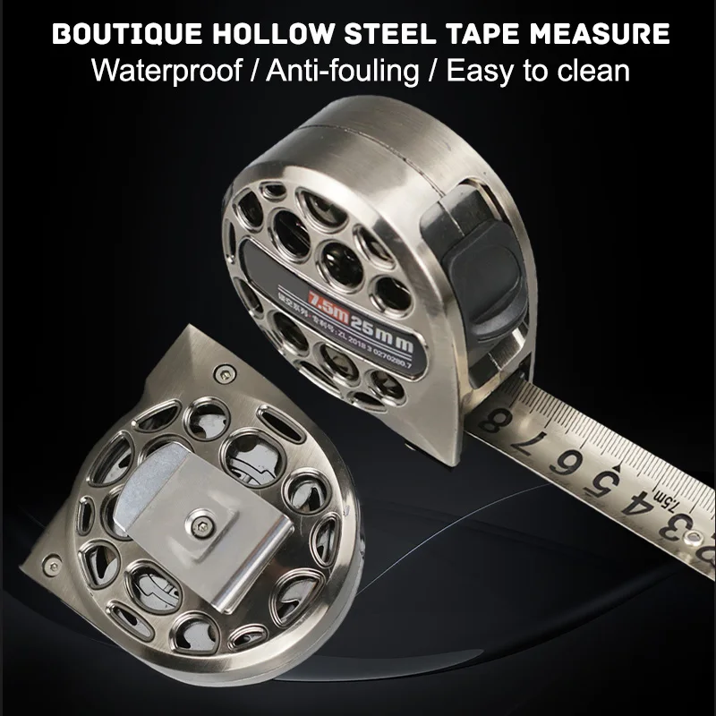 Hollow Stainless Steel Tape 3m/5m/7.5m Waterproof Metric Retractable Measurement Ruler Anti-Corrosion Woodworking Measuring Tape tape measure measuring tape