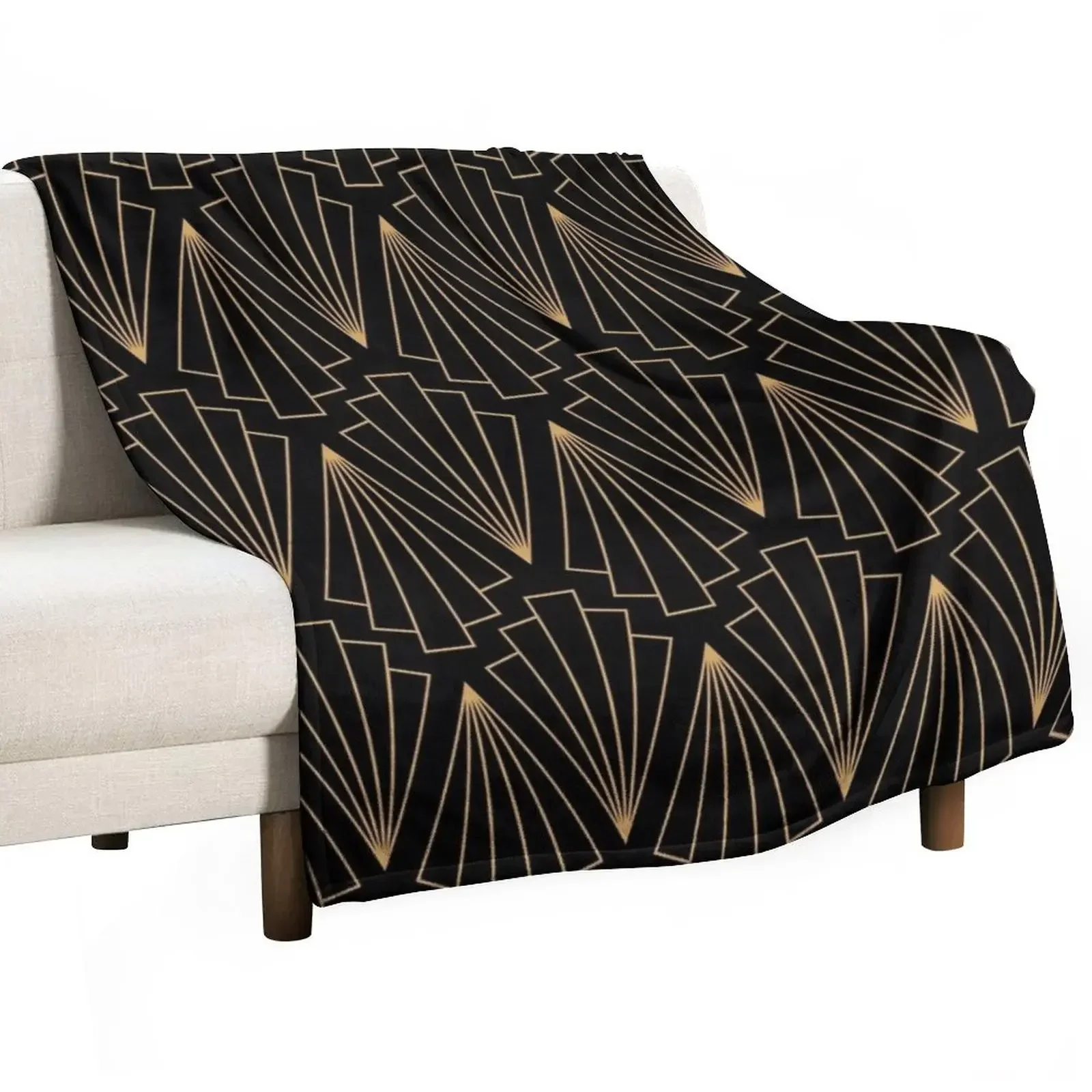 

Gold and Black Art Deco Pattern Throw Blanket Bed covers blankets ands Designers Plaid on the sofa Blankets