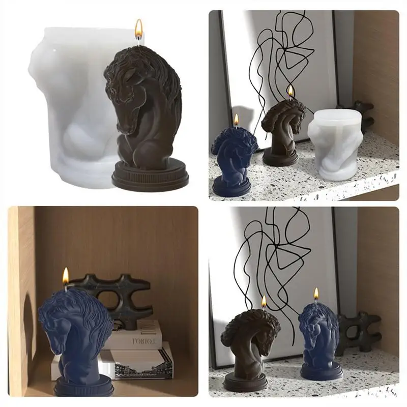 

Horse Silicone Molds Art Figurine DIY Horse Head Statue Candle Mold Multiuse For Living Room Bedroom Hotel Apartment Home Decor