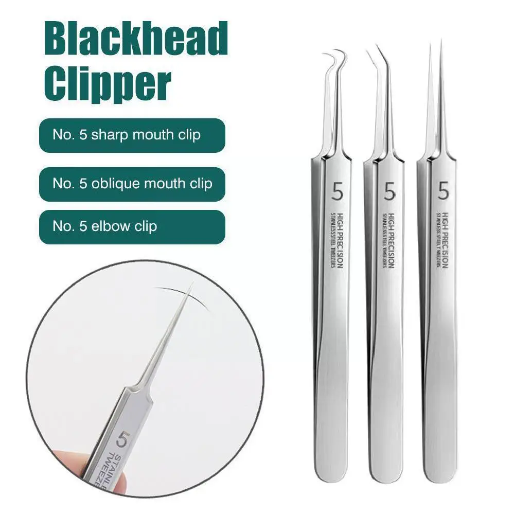 

German Ultra-fine No.5 Cell Pimples Blackhead Clip Pore Dots 0.1mm Blackhead Acne Needle Black Cleaner Tweezers Remover Too J6T4