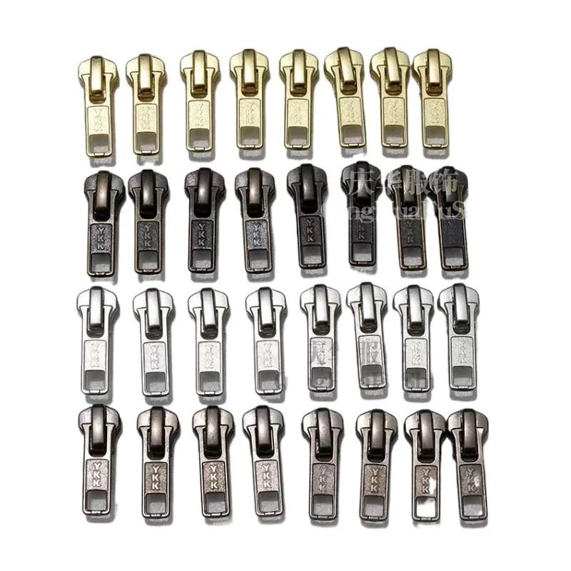 YKK 5  자동 잠금 금속 지퍼 액세서리, 골동품 구리 풀 헤드 슬라이더 재킷 코트 수리 수리 재봉 액세서리, 50 개/로트