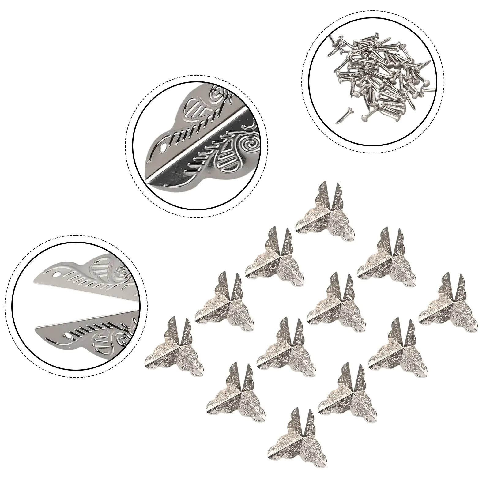 

12PCS Vintage Flower Case Box Corners Protect Jewelry Wooden Case Chest Edge Cover Corner Protector Guard Furniture Decoration