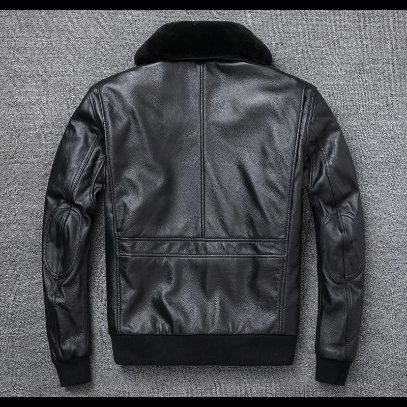 Description Picture 6 of itemPlus Size Bust 140cm Bomber Men Genuine Leather Jacket Natural Fur Collar Classic Casual G1 Real Cowhide Mens Coat Winter Warm