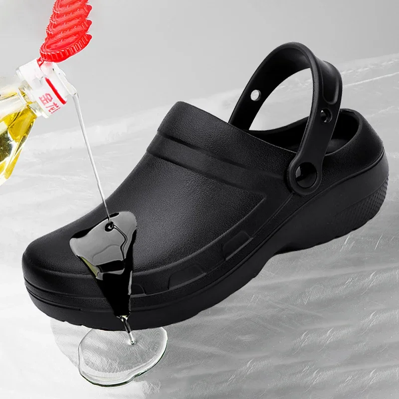 Muži sad dřeváky pánské kuchyň boty water-proof kuchař bota nemocnice práce boty outdoorové pletí clog pláž sandal bačkory