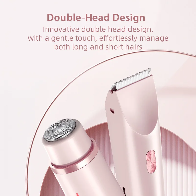 Dual Head Hair Removal for Women Portable Float Blade R-shaped Head Wet Dry Use Waterproof Painless Facial Trimmer Body Epilator