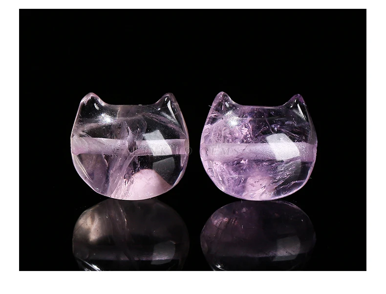 1 Pc Natural Amethyst Carved Faceless Cat Beads With Hole Cartoon Pendant For Jewelry Making Diy Necklac Bracelet Accessory