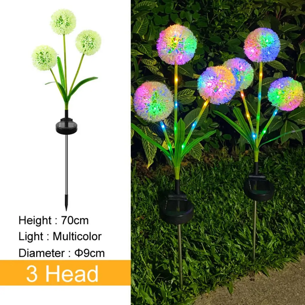 

2PCS Led Solar Flower Ball Onion Flower Ball Light Thin Dandelion Light Outdoor Garden Ground Plug Light Decoration Lawn Light