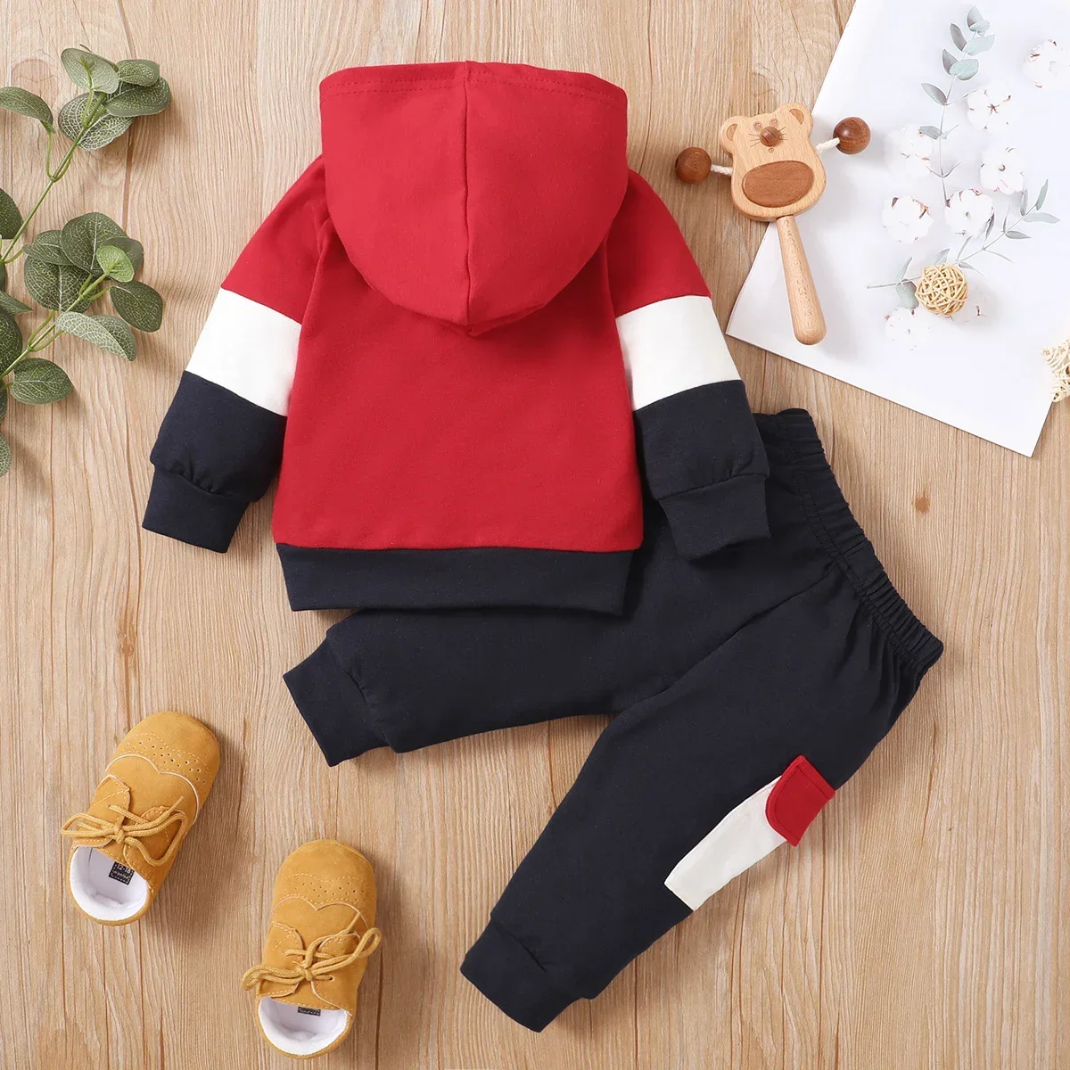 Baby Color Block Hoodie & Trousers Set 3