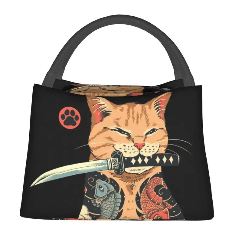 

Catana Изолированные сумки для обедов в стиле ретро с изображением японского кота самурайского для кемпинга и путешествий, Термосумка для женщин