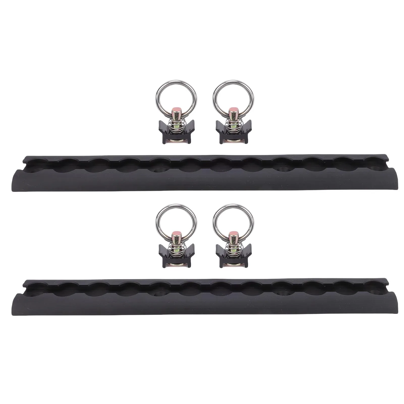 Aluminum L Track 304mm Thickened L Track Tie Down Rail with 4 Round Rings for Motorcycles ATVs Dirt Bikes Pickup Trucks