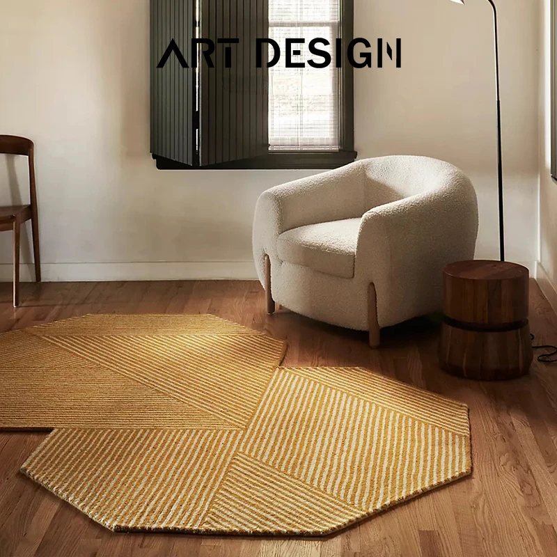 Special-Shaped Thick Plush Mat, Irregular Carpet, Black and White Line Rug, Bedroom Cloakroom, Dresser, Art Design 2