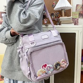 Y2K Japanese Preppy Style Shoulder Crossbody Bag New Nylon School Bags for Teenage Girls Transparent Itabag Backpacks Ita Bag 1